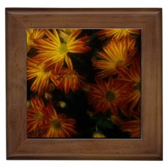 Red Striped Flowers Framed Tiles by okhismakingart