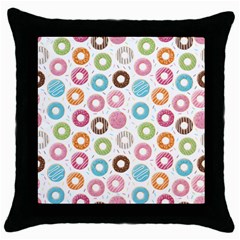 Donut Pattern With Funny Candies Throw Pillow Case (black) by genx