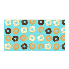 Donuts Pattern With Bites Bright Pastel Blue And Brown Satin Wrap by genx