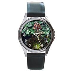 Succulents Round Metal Watch by okhismakingart