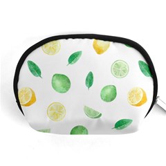 Lemon And Limes Yellow Green Watercolor Fruits With Citrus Leaves Pattern Accessory Pouch (medium) by genx