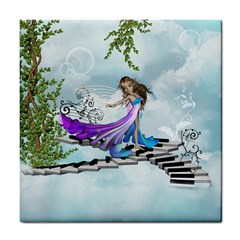 Cute Fairy Dancing On A Piano Tile Coasters by FantasyWorld7