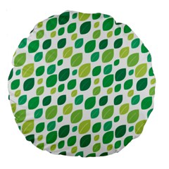 Leaves Green Modern Pattern Naive Retro Leaf Organic Large 18  Premium Flano Round Cushions by genx