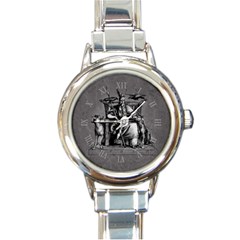 Odin Throne Marble Clock Black 15 10 10 100 Round Italian Charm Watch by snek