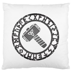 Thor Hammer With Runes Valhalla Tristella Viking Norse Mythology Mjolnir  Large Flano Cushion Case (one Side) by snek