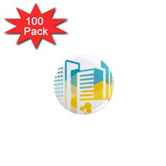 Silhouette Cityscape Building Icon Color City 1  Mini Magnets (100 Pack)  by Sudhe