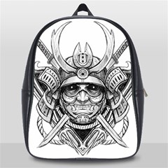 Drawing Samurai Tattoo Sketch Japanese Samurai School Bag (large) by Sudhe