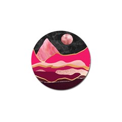 Pink And Black Abstract Mountain Landscape Golf Ball Marker (4 Pack) by charliecreates