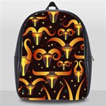 Stylised Horns Black Pattern School Bag (XL) Front