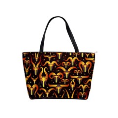 Stylised Horns Black Pattern Classic Shoulder Handbag by HermanTelo