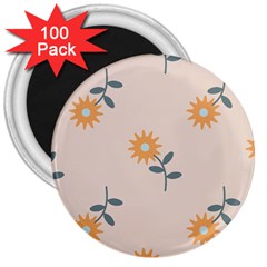 Flowers Continuous Pattern Nature 3  Magnets (100 Pack) by HermanTelo