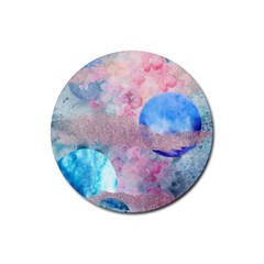 Abstract Clouds And Moon Rubber Round Coaster (4 Pack)  by charliecreates