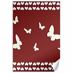 Heart Love Butterflies Animal Canvas 24  X 36  by HermanTelo