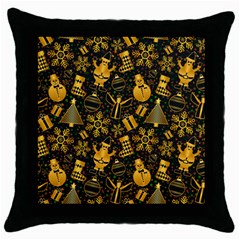 Christmas Background Gold Throw Pillow Case (black) by HermanTelo