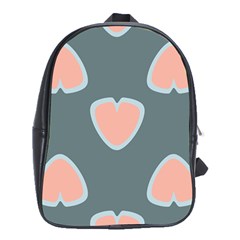 Hearts Love Blue Pink Green School Bag (xl) by HermanTelo