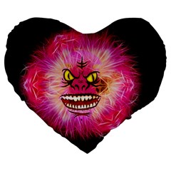 Monster Pink Eyes Aggressive Fangs Large 19  Premium Heart Shape Cushions by HermanTelo