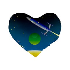 Rocket Spaceship Space Standard 16  Premium Heart Shape Cushions by HermanTelo