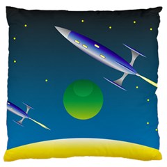 Rocket Spaceship Space Large Flano Cushion Case (two Sides) by HermanTelo