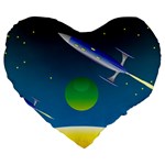 Rocket Spaceship Space Large 19  Premium Flano Heart Shape Cushions Front