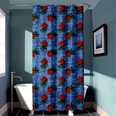 Blue Denim And Roses Shower Curtain 36  X 72  (stall)  by snowwhitegirl