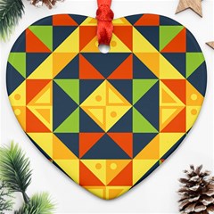 Background Geometric Color Plaid Heart Ornament (two Sides) by Mariart