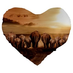 Elephant Dust Road Africa Savannah Large 19  Premium Heart Shape Cushions by HermanTelo