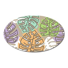 Pattern Leaves Banana Rainbow Oval Magnet by HermanTelo