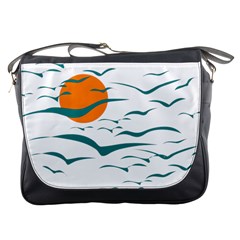 Sunset Glow Sun Birds Flying Messenger Bag by HermanTelo