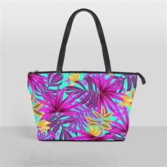 Tropical Greens Pink Leaves Classic Shoulder Handbag by HermanTelo