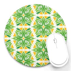 Green Pattern Retro Wallpaper Round Mousepads by Bajindul