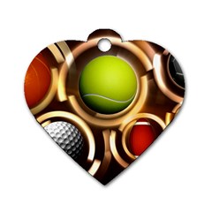 Sport Ball Tennis Golf Football Dog Tag Heart (two Sides) by Bajindul