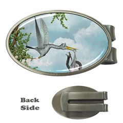 Funny Stork With Creepy Snake Baby Money Clips (oval)  by FantasyWorld7