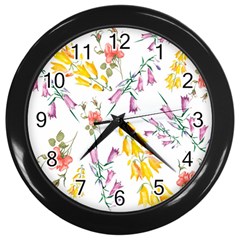 Wild Flower Wall Clock (black) by charliecreates