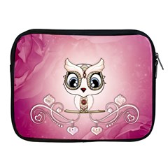 Cute Little Owl With Hearts Apple Ipad 2/3/4 Zipper Cases by FantasyWorld7