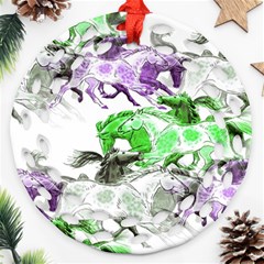 Horse Animal World Green Round Filigree Ornament (two Sides) by BangZart