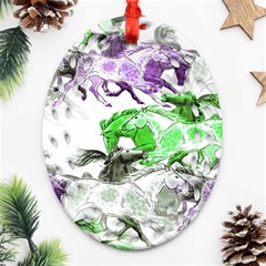 Horse Animal World Green Ornament (oval Filigree) by BangZart