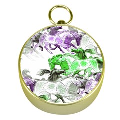 Horse Animal World Green Gold Compasses by BangZart