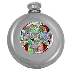 Supersonic Volcanic Mushroom Power Round Hip Flask (5 Oz) by chellerayartisans