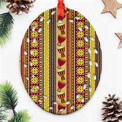 Traditional Africa Border Wallpaper Pattern Colored 4 Oval Filigree Ornament (two Sides) by EDDArt