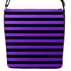 Purple Stripes Flap Closure Messenger Bag (s) by ArtistRoseanneJones