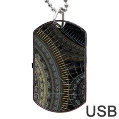 Fractal Spikes Gears Abstract Dog Tag Usb Flash (two Sides) by Pakrebo