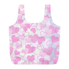 Valentine Background Hearts Full Print Recycle Bag (l) by Bajindul