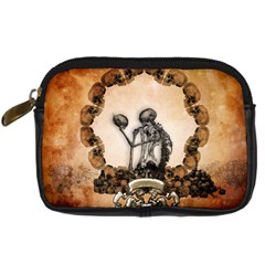 Awesome Skeleton With Skulls Digital Camera Leather Case by FantasyWorld7