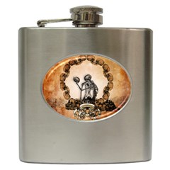 Awesome Skeleton With Skulls Hip Flask (6 Oz) by FantasyWorld7