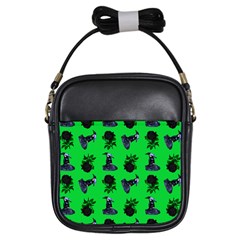 Gothic Girl Rose Green Pattern Girls Sling Bag by snowwhitegirl