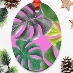 Tropical Greens Leaves Design Oval Ornament (two Sides) by Simbadda