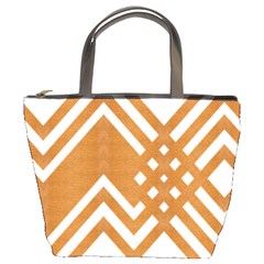 Wood Zigzag Texture Bucket Bag by Bajindul