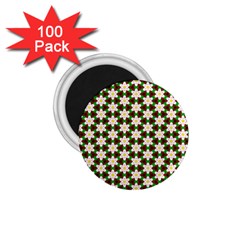 Pattern Flowers White Green 1 75  Magnets (100 Pack)  by HermanTelo