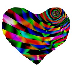 Abstract Art Artwork Digital Art Color Large 19  Premium Flano Heart Shape Cushions by Pakrebo