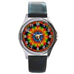 Abstract Digital Art Artwork Round Metal Watch by Pakrebo